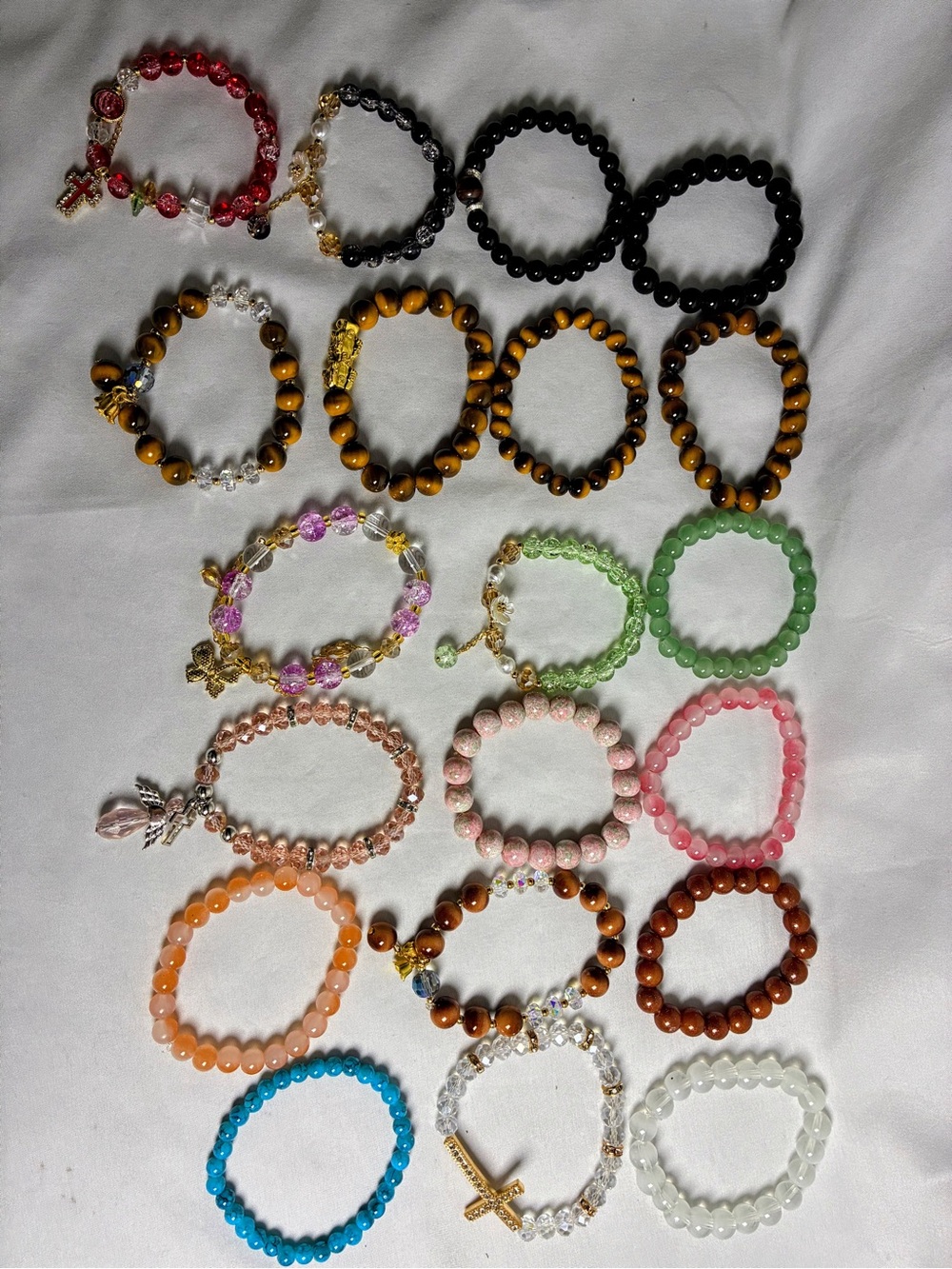 Mixed Beaded Stretch Bracelet Set - Pink, Green, Blue & More